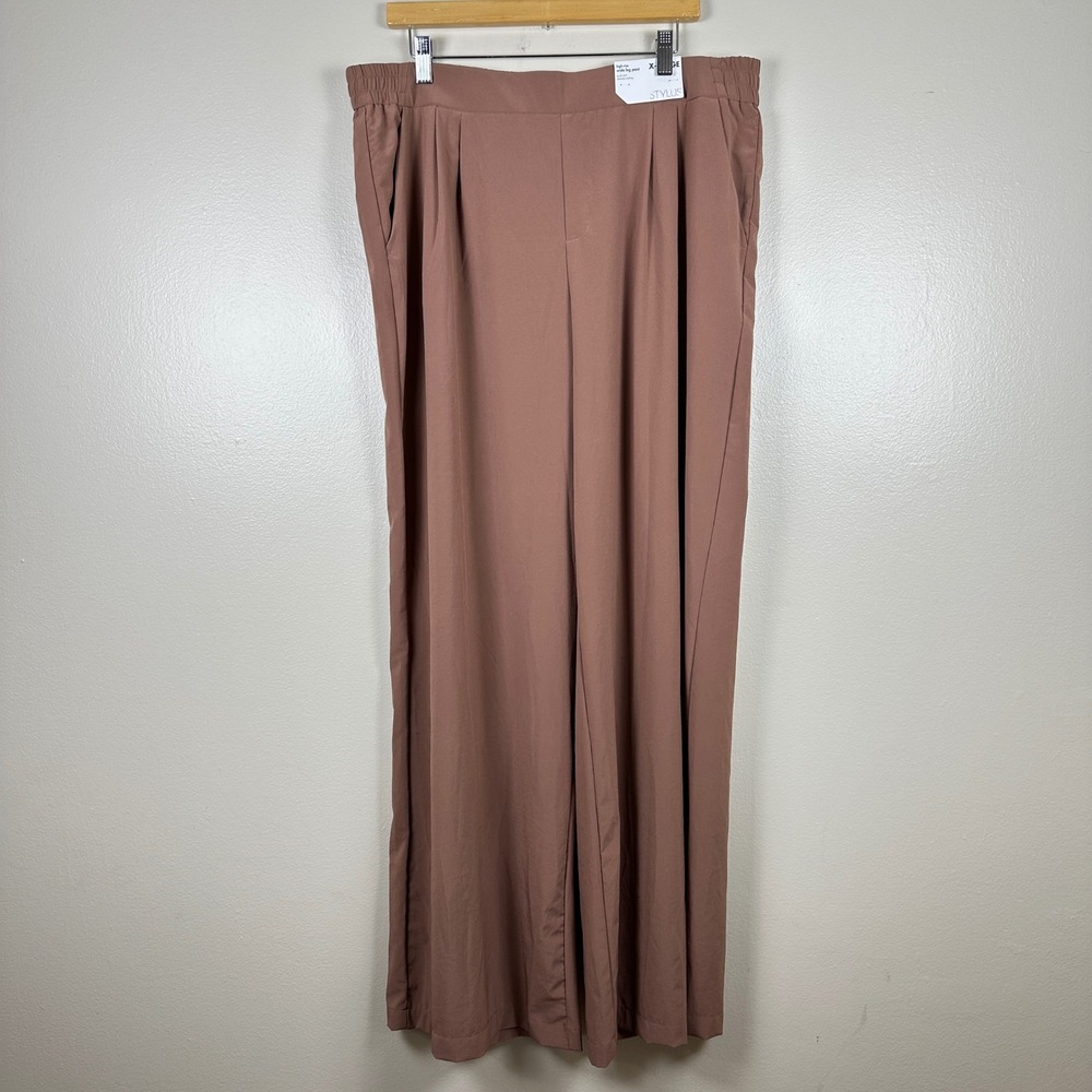 Stylus Womens XL High Rise Wide Leg Pant Nutmeg Spice Quick Dry Moisture Wicking